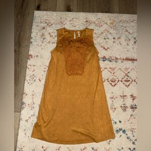 Xhilaration Gold Dress with Floral Lace